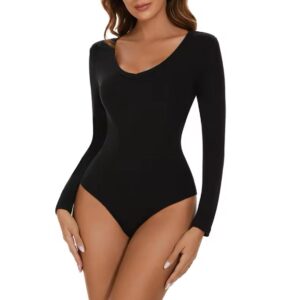 Body cuello V manga larga